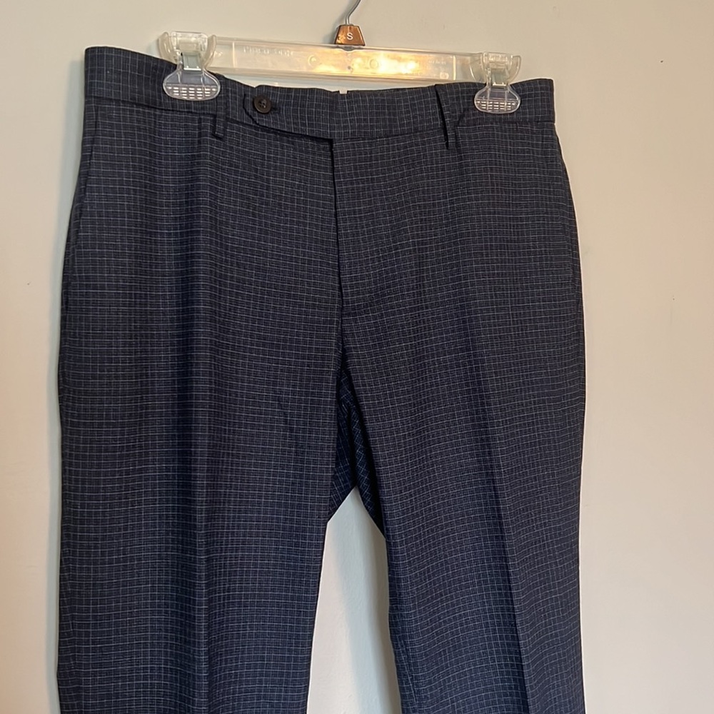 Incotex Navy Windowpane Dress Pants